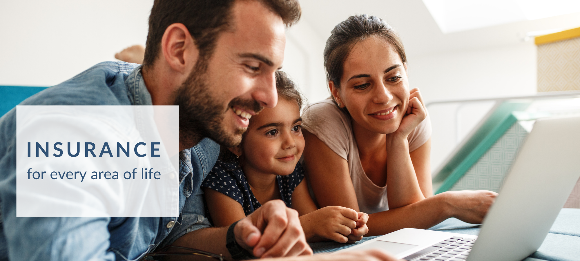 family reviewing insurance option on computer 